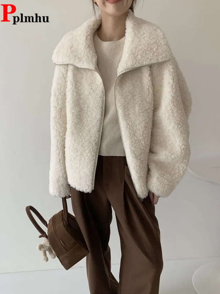 Korean Lapel Wool Jacket Coat Women's Casual Baggy Short Fashion Chaquetas Outerwear Thick Loose Long Sleeved Jaquetas Top
Korean Lapel Wool Jacket Coat Women's Casual Baggy Short Fashion Chaquetas Outerwear Thick Loose Long Sleeved Jaquetas Top