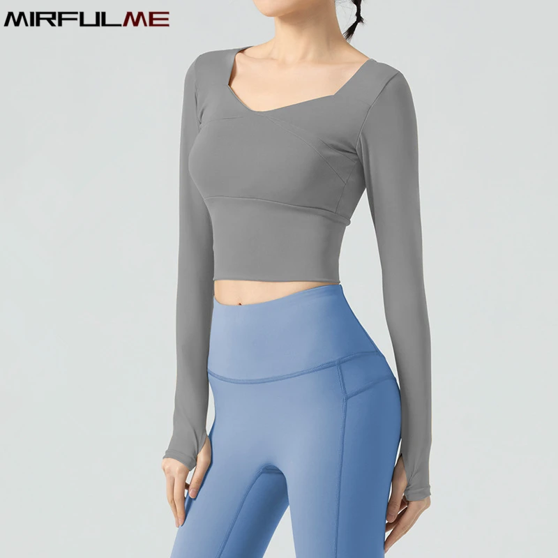 Women Long Sleeve Sport T-Shirt Quick Dry Slim Padded Yoga Shirt V-neck Thumb Hole Running Sweatshirt Girls Gym Workout Crop Top
Women Long Sleeve Sport T-Shirt Quick Dry Slim Padded Yoga Shirt V-neck Thumb Hole Running Sweatshirt Girls Gym Workout Crop Top