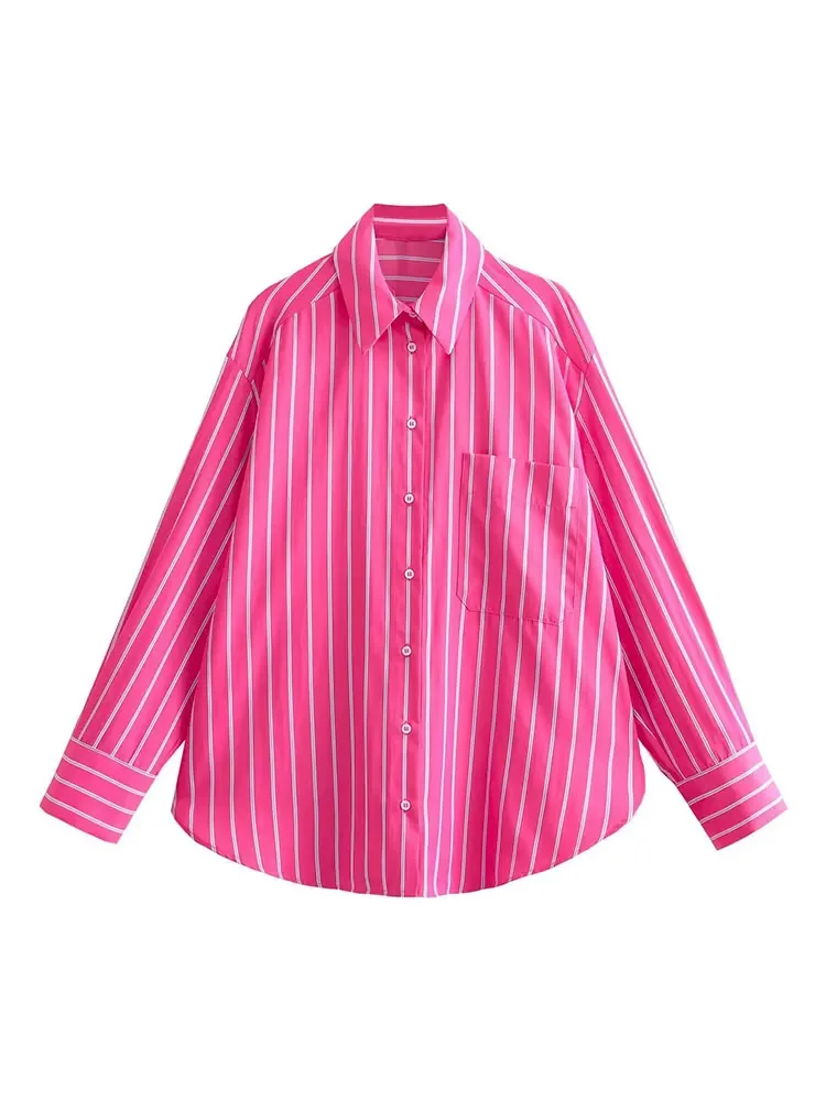 HH TRAF 2024 Spring Striped Loose Blouses For Women Fashion Long Sleeves Shirts Oversize Female Casual Lapel Pink Shirt Tops
HH TRAF 2024 Spring Striped Loose Blouses For Women Fashion Long Sleeves Shirts Oversize Female Casual Lapel Pink Shirt Tops