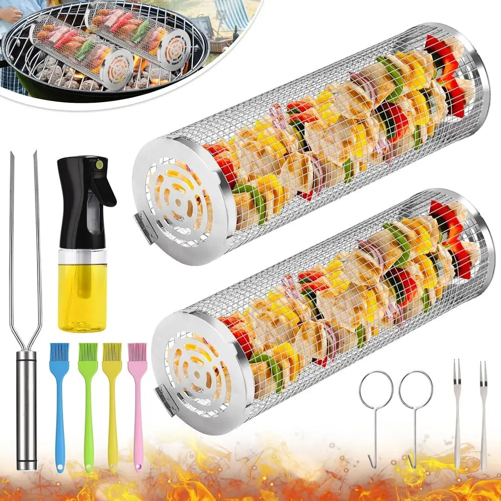 Portable Stainless Steel Rolling Grill Basket for Shrimp, Meat, and Vegetables - Ideal for Outdoor Barbecues
Portable Stainless Steel Rolling Grill Basket for Shrimp, Meat, and Vegetables - Ideal for Outdoor Barbecues