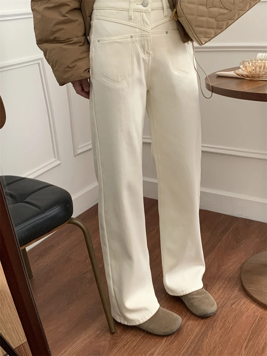 OONA Узкие джинсы с высокой талией на подкладке, женские широкие брюки, прямой крой, весенне-осенние длинные джинсы светлого цвета
OONA Узкие джинсы с высокой талией на подкладке, женские широкие брюки, прямой крой, весенне-осенние длинные джинсы светлого цвета