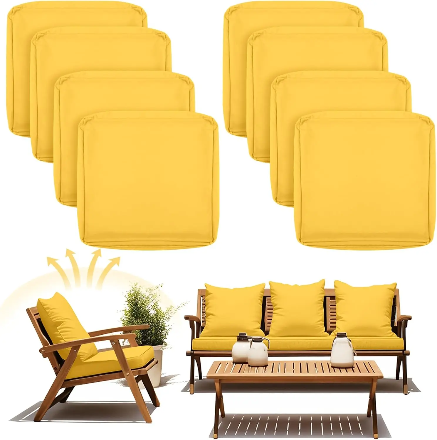 8 Pcs Patio Cushion Covers, Outdoor Replacement with High UV Resistant, Anti-Slip, Waterproof for Furniture (24" X 24" X 4")
8 Pcs Patio Cushion Covers, Outdoor Replacement with High UV Resistant, Anti-Slip, Waterproof for Furniture (24" X 24" X 4")