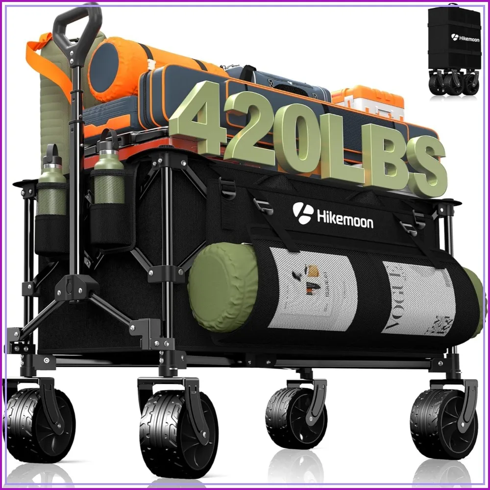 150L Collapsible Wagon, 420LBS Heavy Duty Folding Cart with Big All-Terrain Wheels, Portable Utility Cart for Grocery, Shopping, Garden, Sports, Camping
150L Collapsible Wagon, 420LBS Heavy Duty Folding Cart with Big All-Terrain Wheels, Portable Utility Cart for Grocery, Shopping, Garden, Sports, Camping