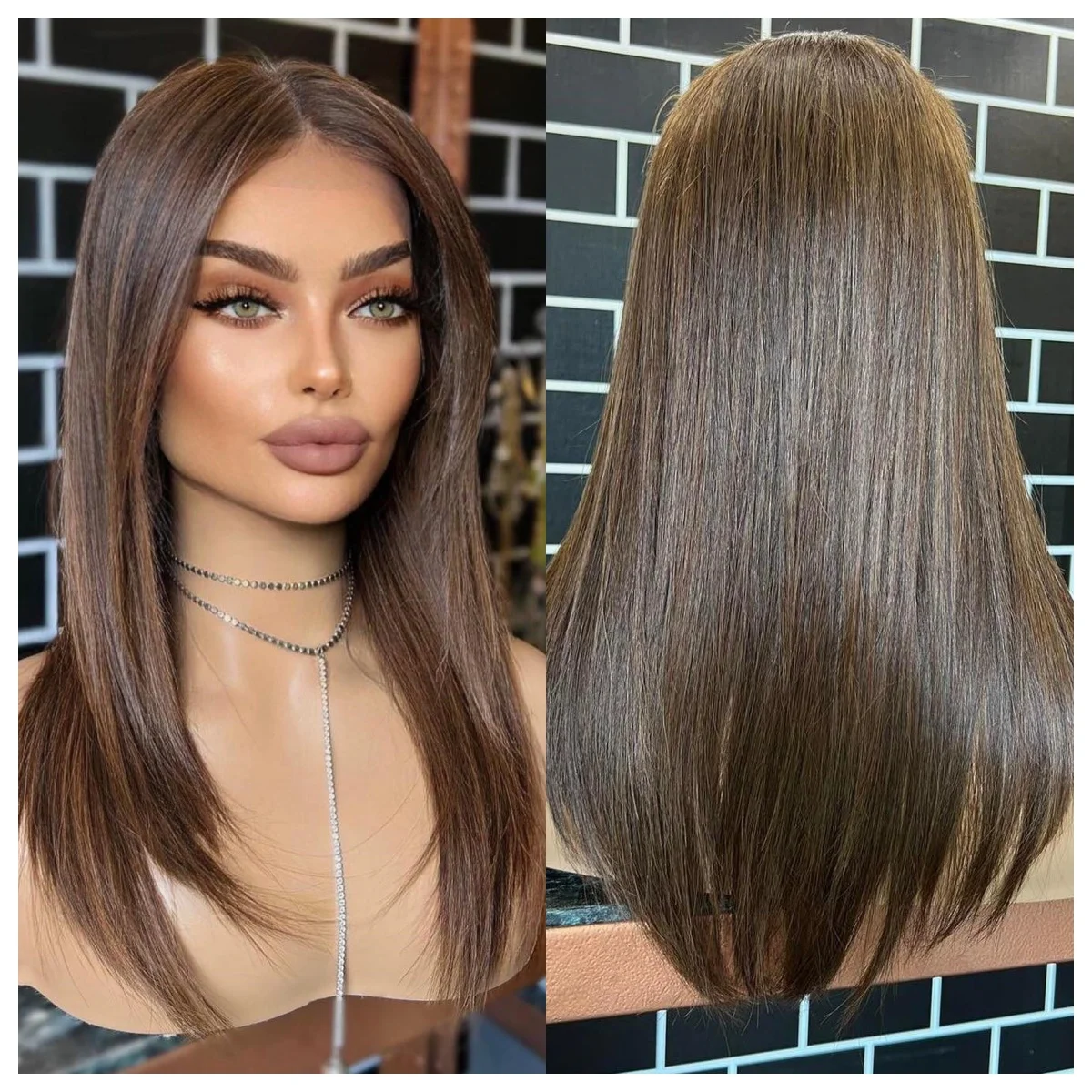13×4 Straight Dark Brown Natural Bangs Wig Middle Part Silky Straight Layered Brown Wig Heat Resistant Synthetic Lace Front Wig
13×4 Straight Dark Brown Natural Bangs Wig Middle Part Silky Straight Layered Brown Wig Heat Resistant Synthetic Lace Front Wig