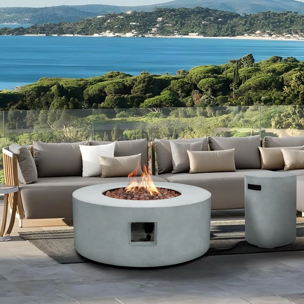 Propane Fire Pit,36 Inch Round Outdoor Firepit Table Set w Tank Cover,2-Piece 50,000 BTU Concrete Fire Pit Coffee Table with Lav
Propane Fire Pit,36 Inch Round Outdoor Firepit Table Set w Tank Cover,2-Piece 50,000 BTU Concrete Fire Pit Coffee Table with Lav