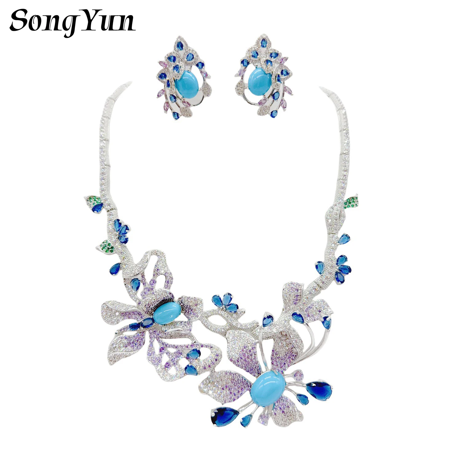 Europe America Style Full Zircon Necklace Earrings Jewelry Fashion Lady Wedding Party Flower Shaped CZ Charm Earrings Necklace
Europe America Style Full Zircon Necklace Earrings Jewelry Fashion Lady Wedding Party Flower Shaped CZ Charm Earrings Necklace