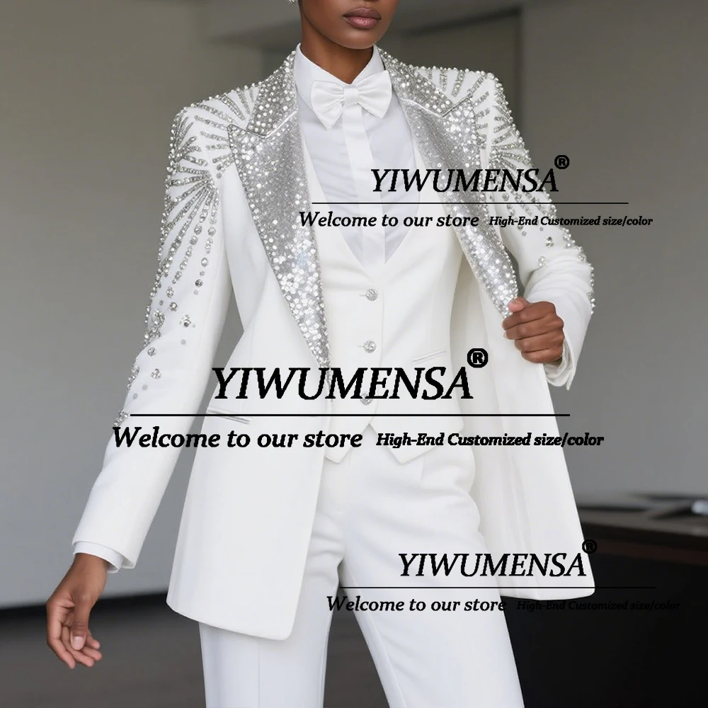 Блестящие женские костюмы с кристаллами из бисера для матери невесты, платье по индивидуальному заказу, женские вечерние платья из трех предметов с блестками и лацканами Aso Ebi
Блестящие женские костюмы с кристаллами из бисера для матери невесты, платье по индивидуальному заказу, женские вечерние платья из трех предметов с блестками и лацканами Aso Ebi