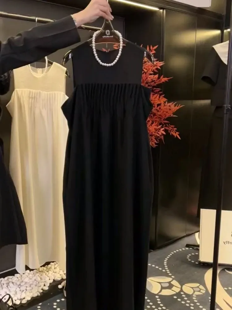 Elegant Summer Long Sleeveless Black Dress Chic Minimalist Style Slimming Effect Korean Version Commute Style Polyester Fiber
Elegant Summer Long Sleeveless Black Dress Chic Minimalist Style Slimming Effect Korean Version Commute Style Polyester Fiber
