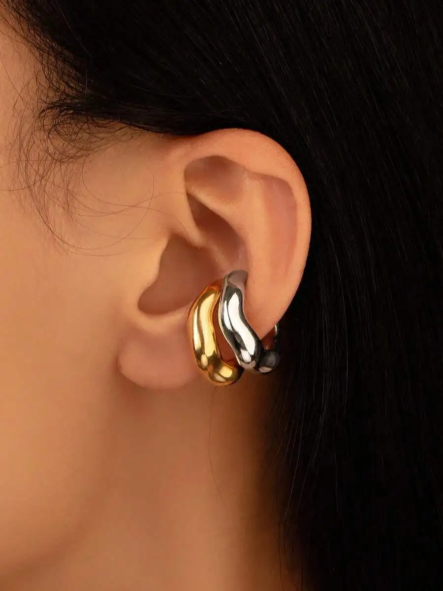 2pcs Gold and Silver Tone Abstract Hoop Earrings for Women
2pcs Gold and Silver Tone Abstract Hoop Earrings for Women