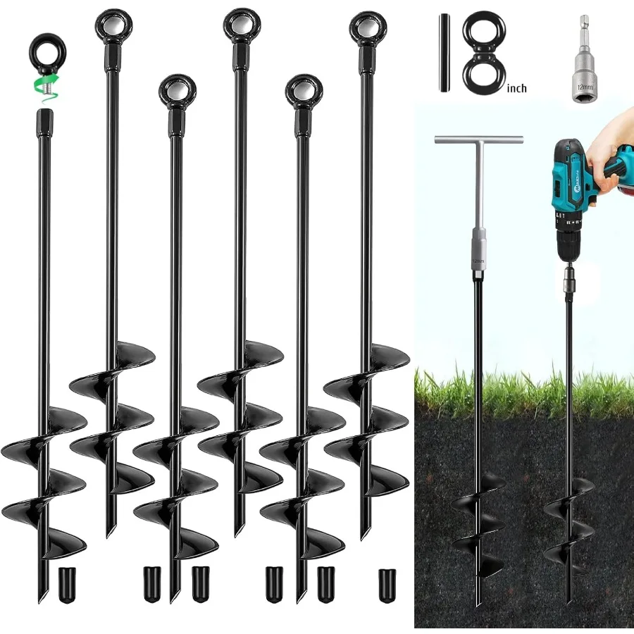 Heavy Duty 18 Inch Ground Anchors Screw in for Swing Sets Trampolines Dog Sheds Tents Carports and Camping 6 Pack Spiral Earth
Heavy Duty 18 Inch Ground Anchors Screw in for Swing Sets Trampolines Dog Sheds Tents Carports and Camping 6 Pack Spiral Earth