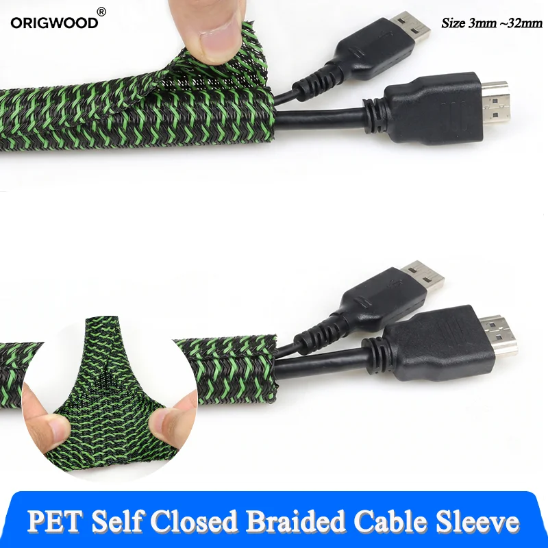 3-32mm Green Black Cable Flame Retardant Self-Winding Cable Sleeve PET Expandable Braided Sleeving for Wire Protection 2/10/50M
3-32mm Green Black Cable Flame Retardant Self-Winding Cable Sleeve PET Expandable Braided Sleeving for Wire Protection 2/10/50M