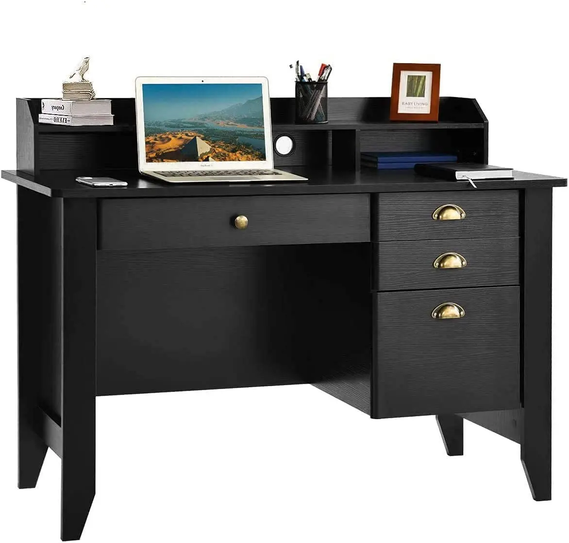 Computer Desk 4 Drawers Hutch Wood Grain Vintage Modern Office Bedroom Study Writing Table Small Space Black, Customized
Computer Desk 4 Drawers Hutch Wood Grain Vintage Modern Office Bedroom Study Writing Table Small Space Black, Customized