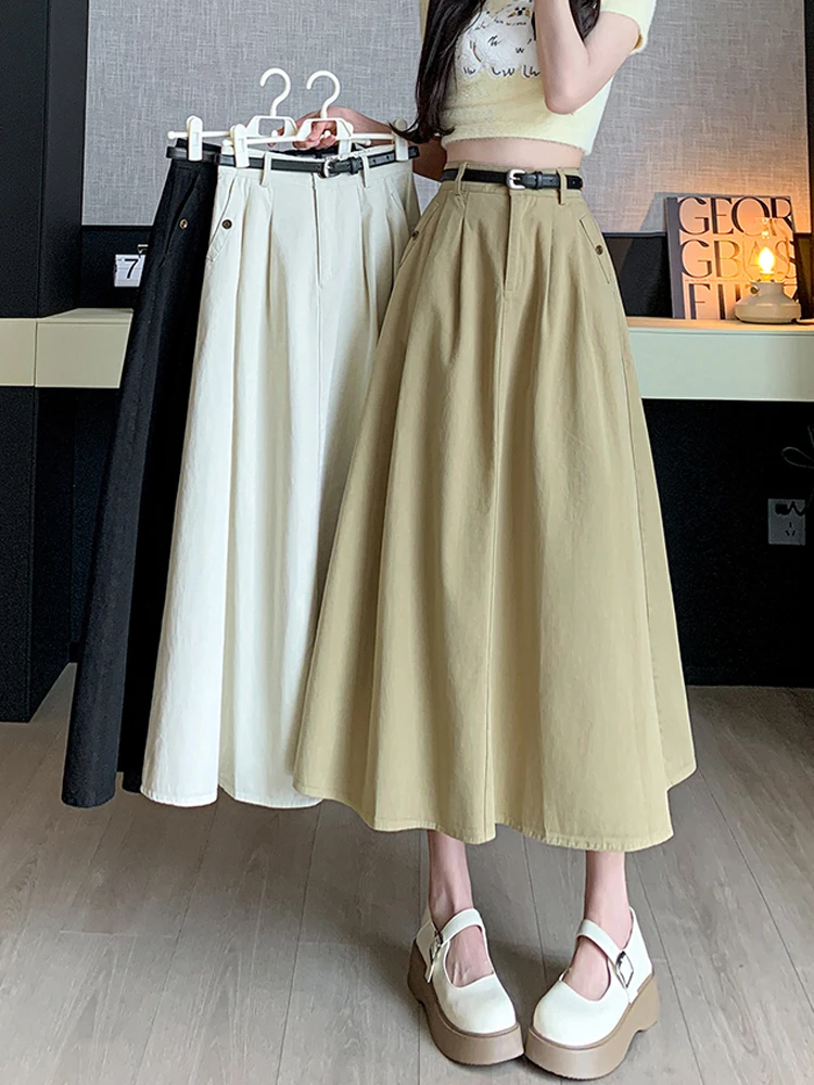 Khaki Pleated Denim Half Skirt Women's Summer New High Waist Hip Conceal Slim Mid-Length A-Line Wide Hem Umbrella Skirt
Khaki Pleated Denim Half Skirt Women's Summer New High Waist Hip Conceal Slim Mid-Length A-Line Wide Hem Umbrella Skirt