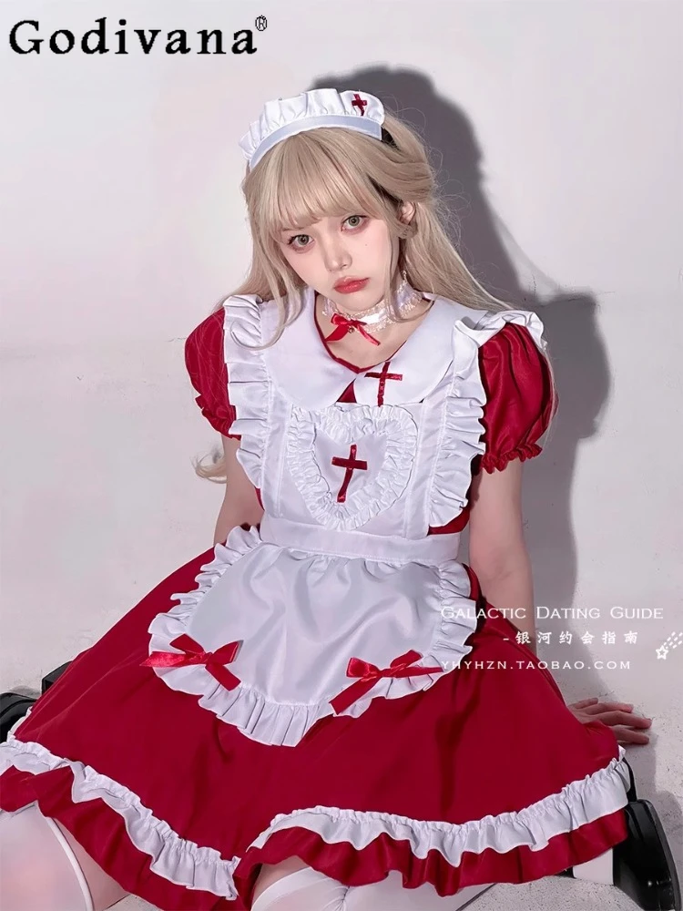 L-5XL Large Size Lolita Elegant Sweet Bow Maid Uniform Cospaly Dress Sexy Maid Summer Short Sleeve Girls Japanese Short Dresses
L-5XL Large Size Lolita Elegant Sweet Bow Maid Uniform Cospaly Dress Sexy Maid Summer Short Sleeve Girls Japanese Short Dresses