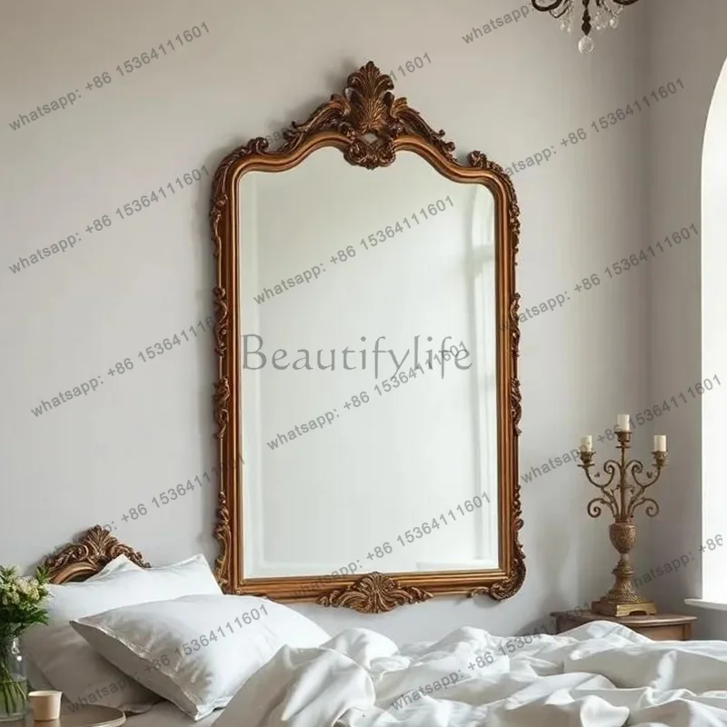 French arched makeup mirror retro carved wall hanging bathroom mirror
French arched makeup mirror retro carved wall hanging bathroom mirror