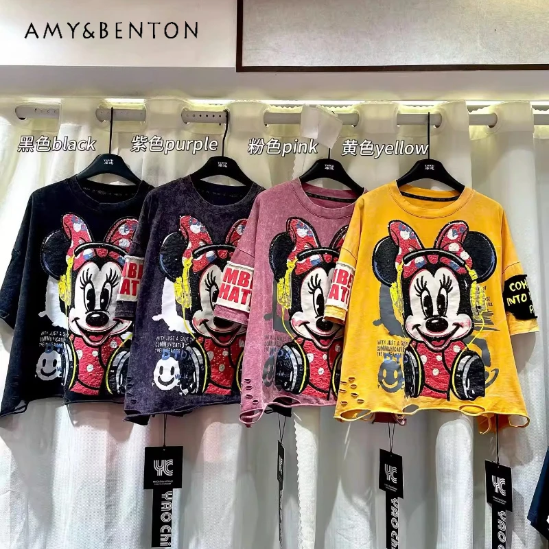 Trendy Summer Fashion Heavy Industry Sequined Cartoon Design Tees Youthful Loose-fitting Short-sleeves T-shirts Light Luxury Top
Trendy Summer Fashion Heavy Industry Sequined Cartoon Design Tees Youthful Loose-fitting Short-sleeves T-shirts Light Luxury Top