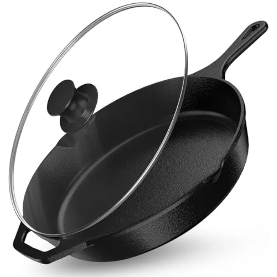 Premium Saute Frying Pan, Cast Iron Chefs Pan, Pre Seasoned Cast iron Skillet With Lid, Safe Grill Cookware for door and Outdoo
Premium Saute Frying Pan, Cast Iron Chefs Pan, Pre Seasoned Cast iron Skillet With Lid, Safe Grill Cookware for door and Outdoo