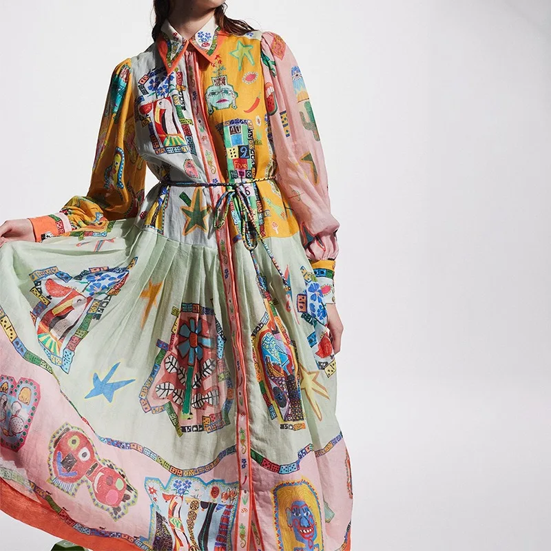 Elegant Floral Long Sleeve Maxi Dresses Shirt Women Summer Autumn Palace Style Loose Big Size Single Breasted Fashion Dress
Elegant Floral Long Sleeve Maxi Dresses Shirt Women Summer Autumn Palace Style Loose Big Size Single Breasted Fashion Dress