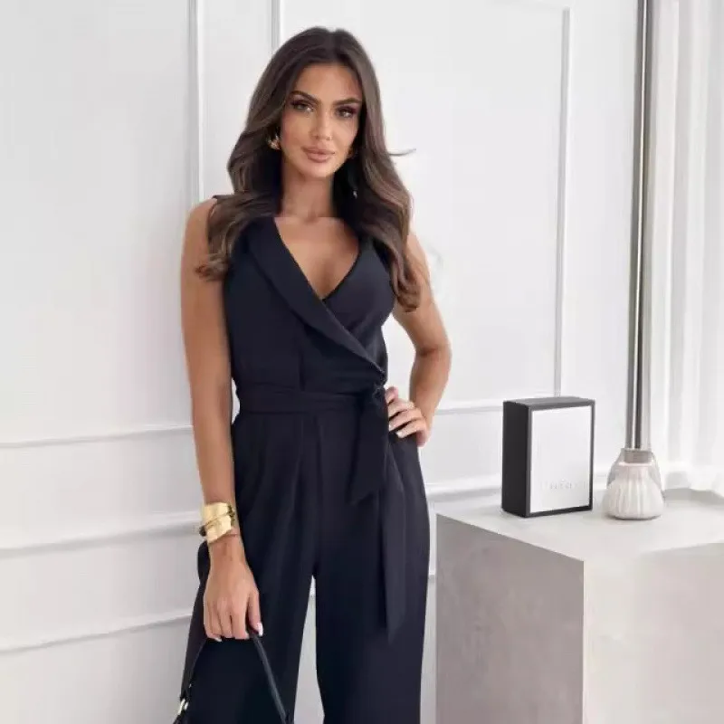 For Woman Jumpsuit High Waist Belted V Neck Jumpsuits Wrap Front Self Tie Waist Romper Wide Leg Pants Solid Color Long Jumpsuit
For Woman Jumpsuit High Waist Belted V Neck Jumpsuits Wrap Front Self Tie Waist Romper Wide Leg Pants Solid Color Long Jumpsuit