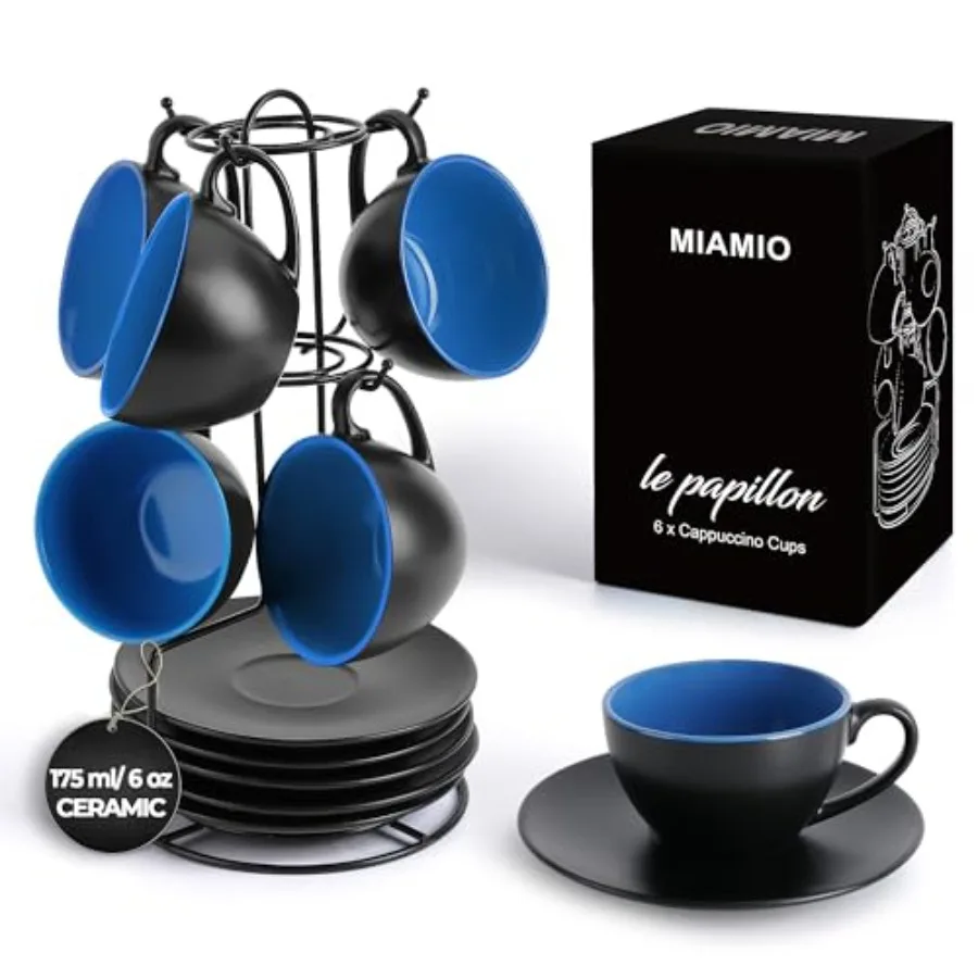Set of 6, Ceramic Stackable Cappuccino Cups Set/ 6 oz Cappuccino Mugs and Saucer with Metal Stand for Coffee Drinks, Cafe, Latt
Set of 6, Ceramic Stackable Cappuccino Cups Set/ 6 oz Cappuccino Mugs and Saucer with Metal Stand for Coffee Drinks, Cafe, Latt
