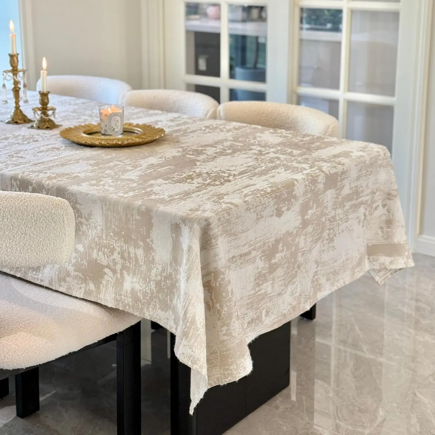Beige Rectangle Tablecloth, Jacquard Spillproof Waterproof Table Cover, Soft Thick Decorative Fabric for Dining Party Wedding
Beige Rectangle Tablecloth, Jacquard Spillproof Waterproof Table Cover, Soft Thick Decorative Fabric for Dining Party Wedding