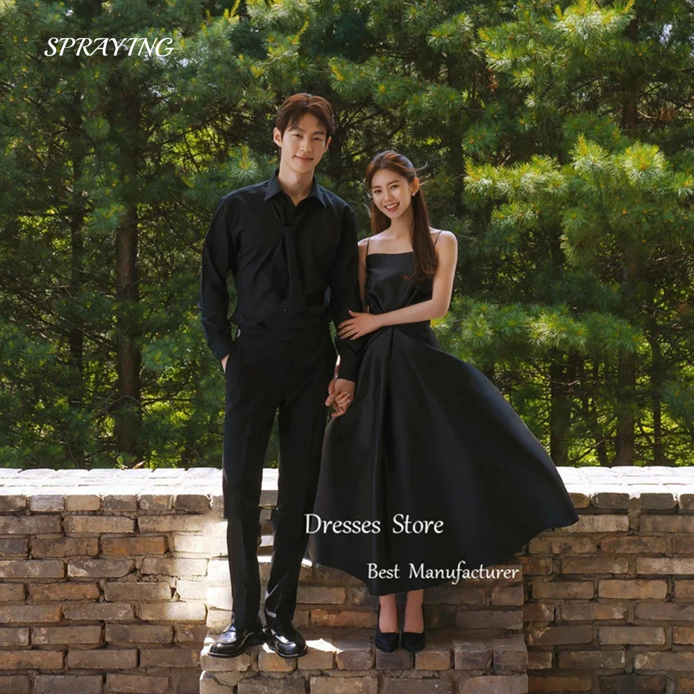 SPRAYING Simple Spaghetti Strap A Line Black Satin Evening Party Dresses Long Korea Photoshoot Wedding Gowns Corset/Zip Back
SPRAYING Simple Spaghetti Strap A Line Black Satin Evening Party Dresses Long Korea Photoshoot Wedding Gowns Corset/Zip Back