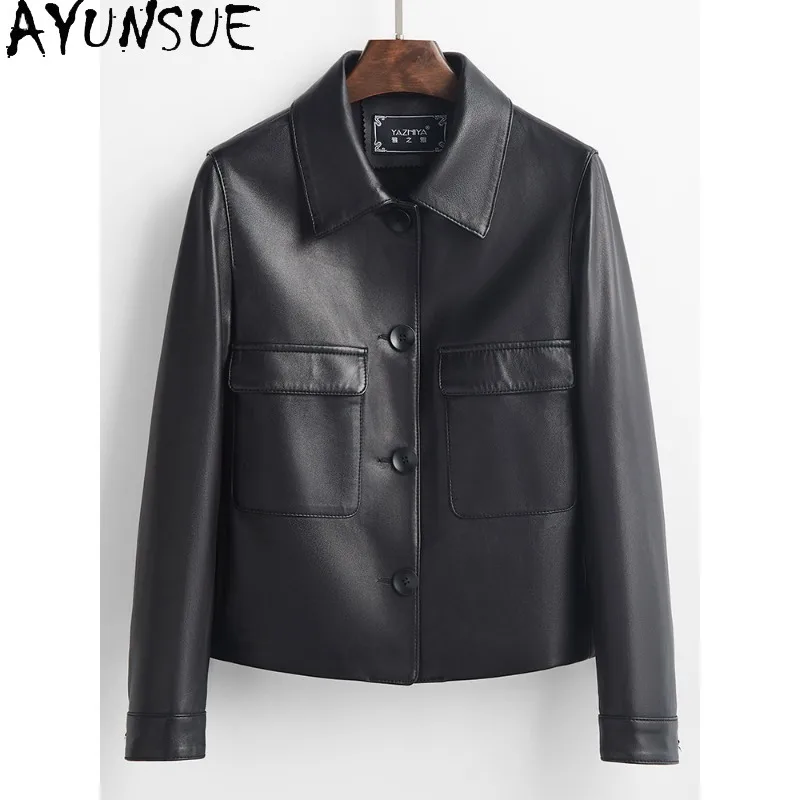 AYUNSUE Real Leather Jackets for Woman Sheepskin Black Long Sleeve Tops Fashion Lapel Jacket Woman Clothes Spring Autumn Casaco
AYUNSUE Real Leather Jackets for Woman Sheepskin Black Long Sleeve Tops Fashion Lapel Jacket Woman Clothes Spring Autumn Casaco
