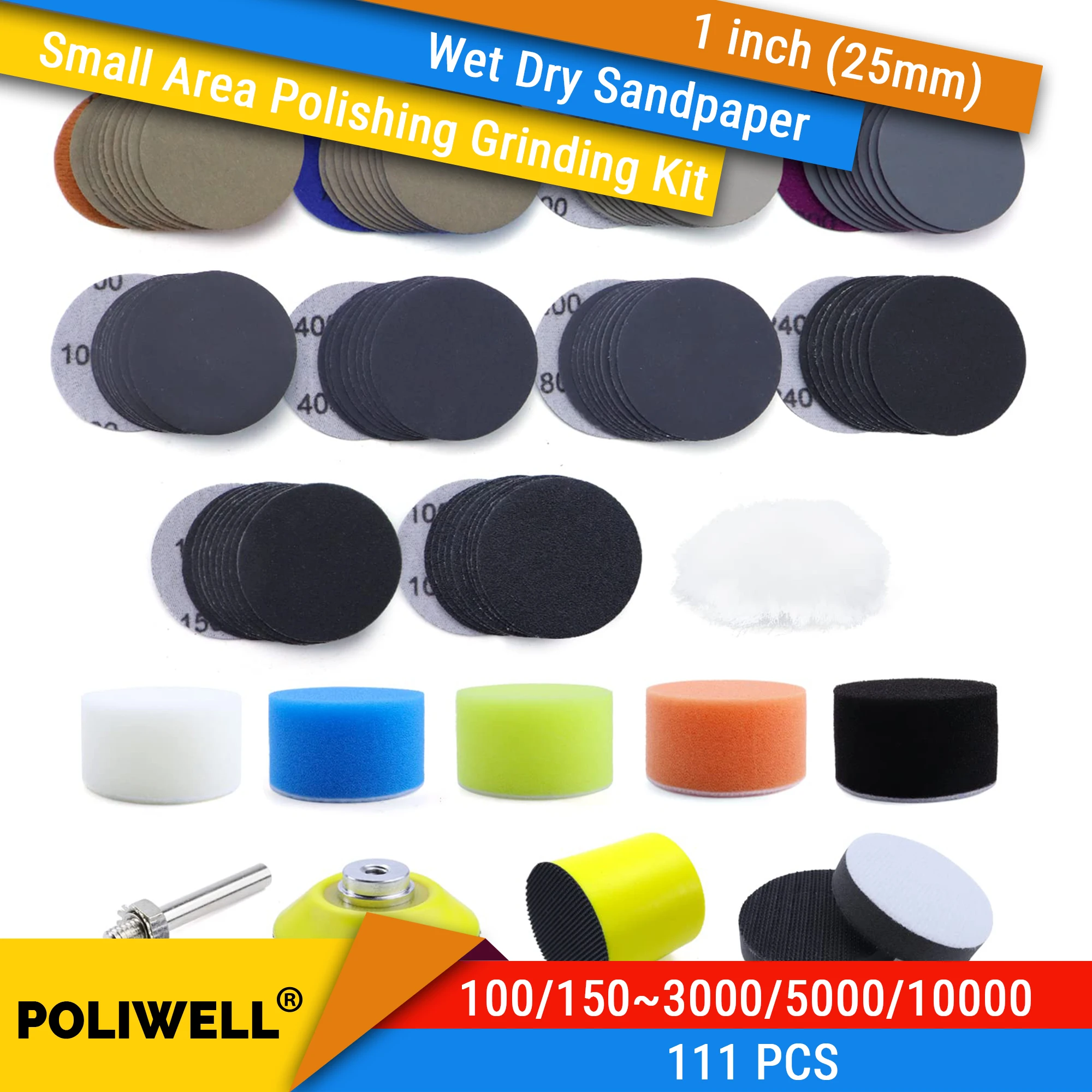 111 PCS 2 Inch 50mm Sanding Discs Hook and Loop Wet Dry Sandpaper with 1/4" Shank Backing Pad Polishing Pads and Buffering Pad
111 PCS 2 Inch 50mm Sanding Discs Hook and Loop Wet Dry Sandpaper with 1/4" Shank Backing Pad Polishing Pads and Buffering Pad