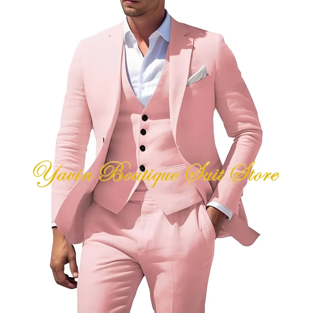 Men's Linen Suit Summer Beach Wedding Men Suits 3 Piece Slim Fit Blazer Vest Pants Party Prom Suit for Men
Men's Linen Suit Summer Beach Wedding Men Suits 3 Piece Slim Fit Blazer Vest Pants Party Prom Suit for Men