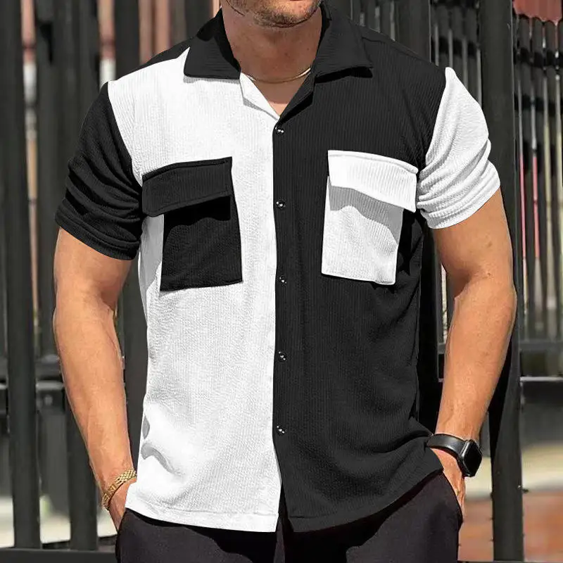 Men's Summer 2024 Short Sleeve Patchwork Color Breathable Casual Beach Shirt Short Button Cardigan Lightweight PU Leather
Men's Summer 2024 Short Sleeve Patchwork Color Breathable Casual Beach Shirt Short Button Cardigan Lightweight PU Leather
