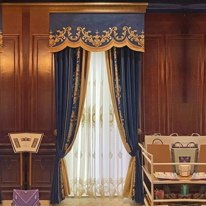 Blue Chenille Jacquard Thicken Blackout Curtains for Living Room Bedroom Villa Embroidered Tulle Customized Valance Decor
Blue Chenille Jacquard Thicken Blackout Curtains for Living Room Bedroom Villa Embroidered Tulle Customized Valance Decor