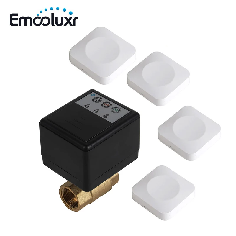 Wireless flood water sensor with automatic shut-off, brass valve DN15 DN20 DN25 and 4 mini water sensors for leak protection
Wireless flood water sensor with automatic shut-off, brass valve DN15 DN20 DN25 and 4 mini water sensors for leak protection