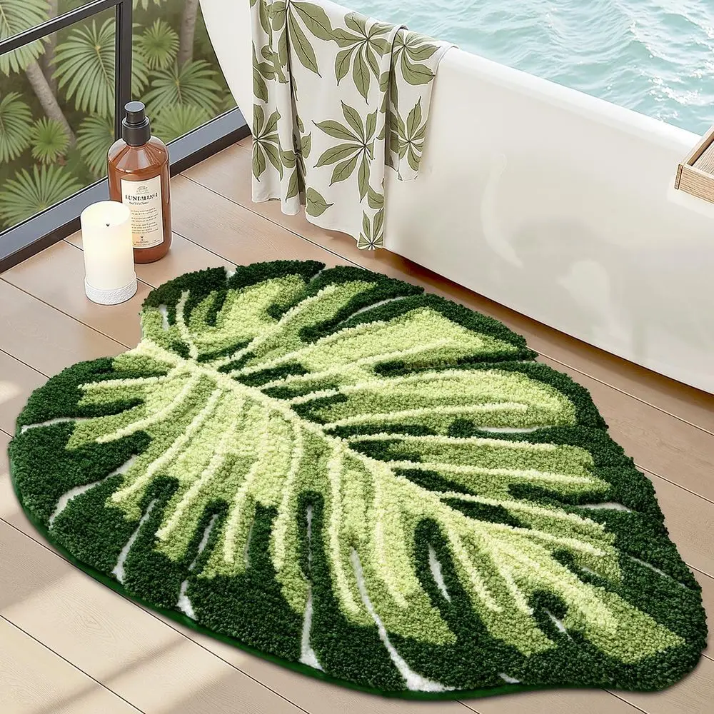 Soft, Absorbent, Quick-Dry, Non-Slip Green Monstera Print Bathroom Rugs, 23.5x31.5 for Shower, Kids' Rooms
Soft, Absorbent, Quick-Dry, Non-Slip Green Monstera Print Bathroom Rugs, 23.5x31.5 for Shower, Kids' Rooms