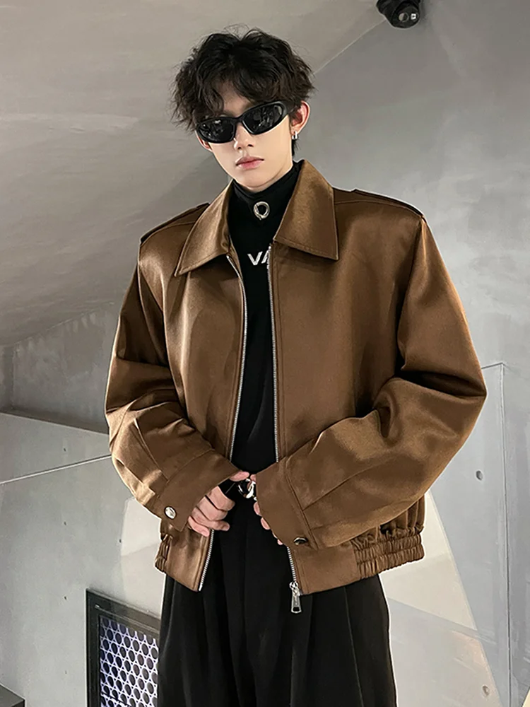 Coffee ort Padded oulder Jaet Men's St Haircut Design Satin Leather Coat Casual Loose Fit Long Sve Zipper Closure
Coffee ort Padded oulder Jaet Men's St Haircut Design Satin Leather Coat Casual Loose Fit Long Sve Zipper Closure