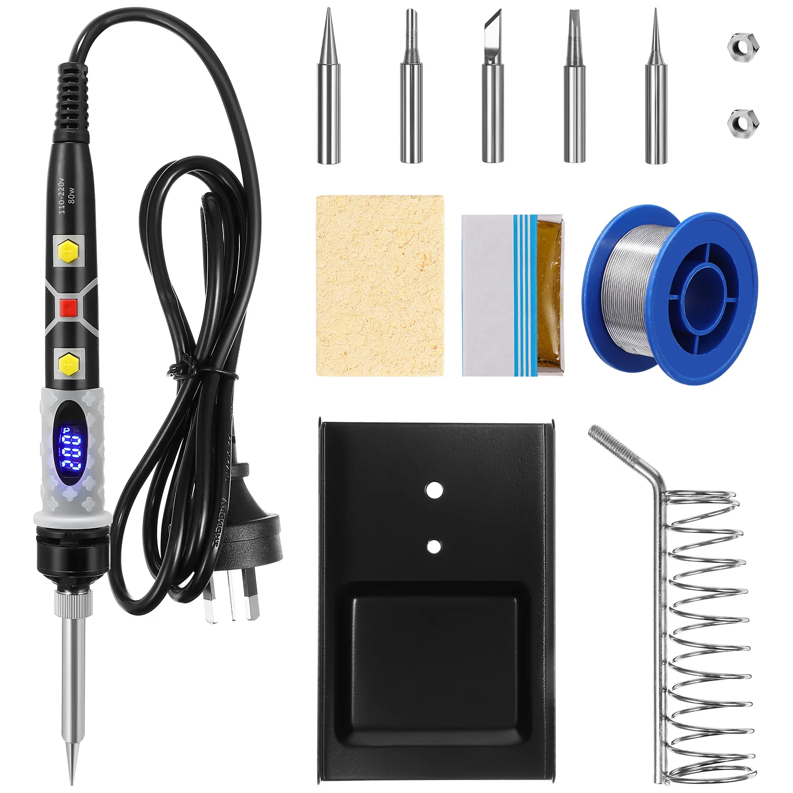 10pcs 80W Adjustable Temperature Soldering Iron Kit Digital Display Electric Tools AU Plug Random Bag Color
10pcs 80W Adjustable Temperature Soldering Iron Kit Digital Display Electric Tools AU Plug Random Bag Color