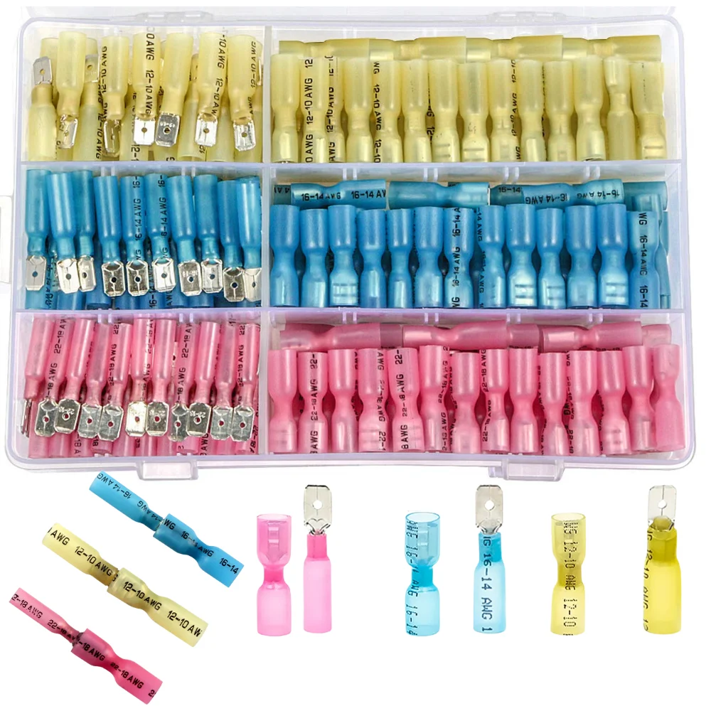 220/100PCS Waterproof Insulated Male Female Electrical Cable Spade Butt Wire Connectors Heat Shrink Crimp Terminals Kit
220/100PCS Waterproof Insulated Male Female Electrical Cable Spade Butt Wire Connectors Heat Shrink Crimp Terminals Kit