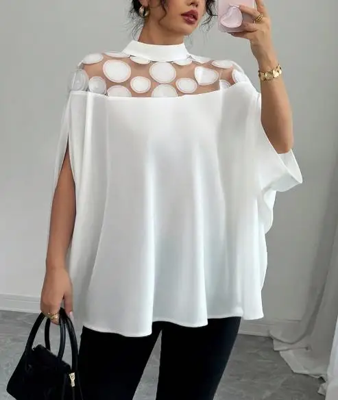Woman Blouse 2025 Summer New Fashion Floral Mesh Patchwork Commuting Loose Mock Neck Short Sleeve Casual Daily Shirt Top
Woman Blouse 2025 Summer New Fashion Floral Mesh Patchwork Commuting Loose Mock Neck Short Sleeve Casual Daily Shirt Top