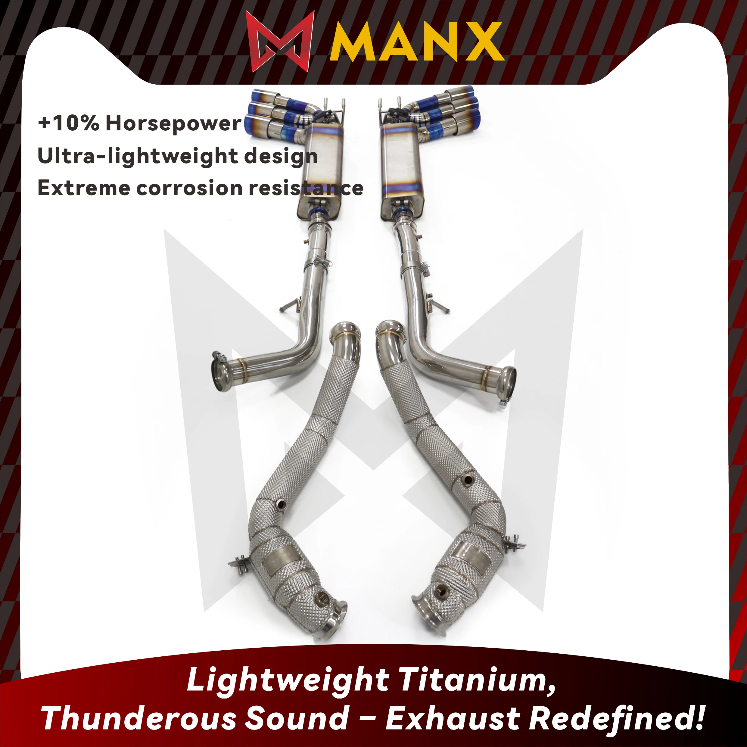 Lightweight MANX Titanium Exhaust Mercedrs BENZ G63 G500 W464 Catback Deep Sport Sound +10% Horsepower Downpipe Resonant Tube
Lightweight MANX Titanium Exhaust Mercedrs BENZ G63 G500 W464 Catback Deep Sport Sound +10% Horsepower Downpipe Resonant Tube