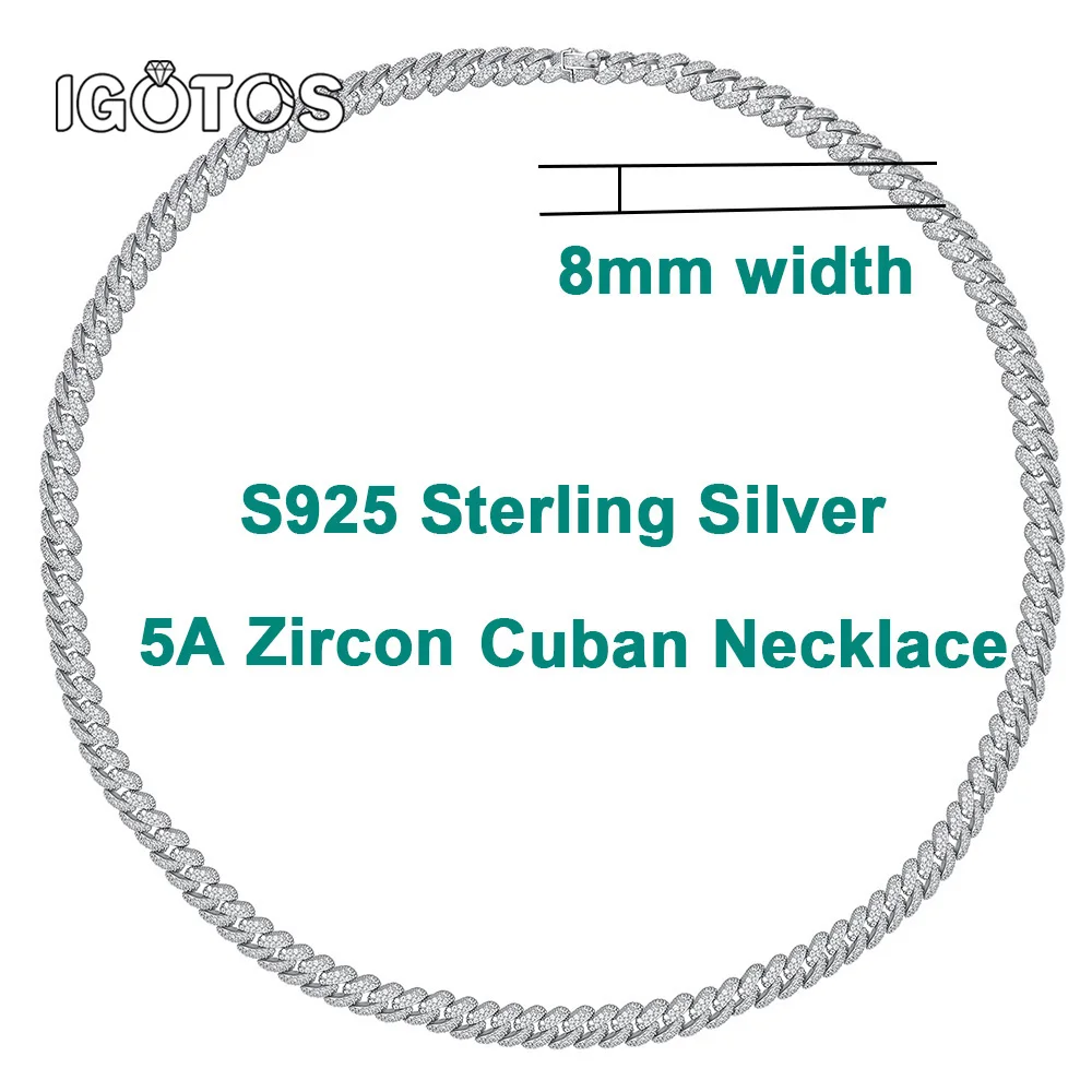 IGOTOS 8mm High Carbon Cuban Diamond Necklace for Women Men 925 Sterling Silver Hip Hop Cuban Neck Chain Party Gift Fine Jewelry
IGOTOS 8mm High Carbon Cuban Diamond Necklace for Women Men 925 Sterling Silver Hip Hop Cuban Neck Chain Party Gift Fine Jewelry