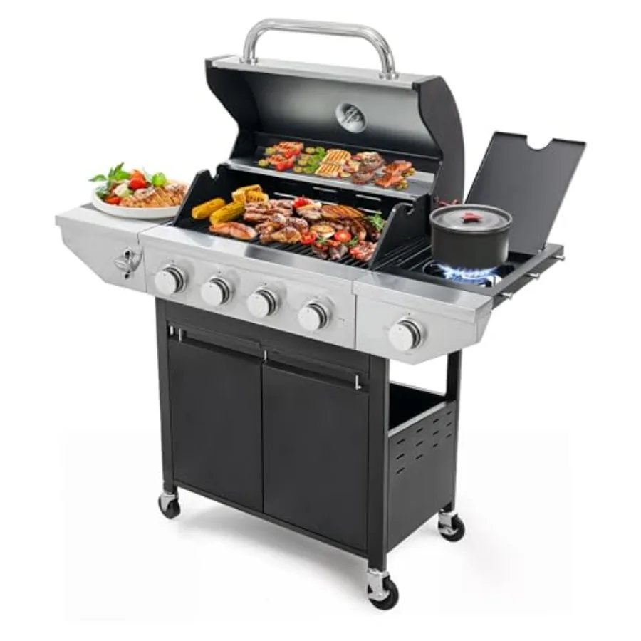 4 Burner Propane Gas Grill with Side Burner Stainless Steel BBQ Grill 48 500 BTU for Outdoor Cooking Kitchen Garden and Patio B
4 Burner Propane Gas Grill with Side Burner Stainless Steel BBQ Grill 48 500 BTU for Outdoor Cooking Kitchen Garden and Patio B