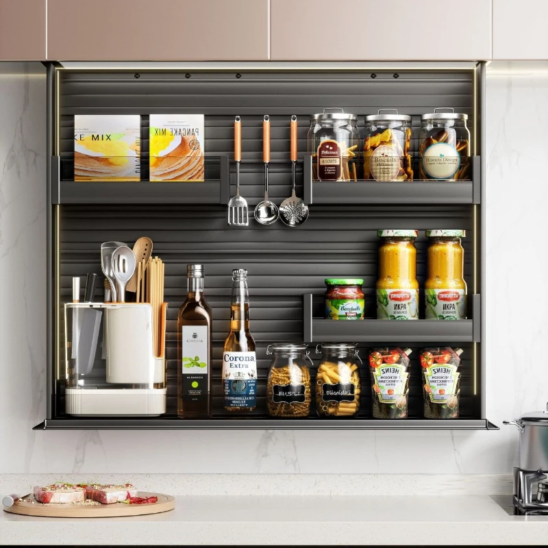 Voice-activated touch electric kitchen cabinet storage intelligent lift basket machine all-aluminum hanging cabinet seasoning
Voice-activated touch electric kitchen cabinet storage intelligent lift basket machine all-aluminum hanging cabinet seasoning