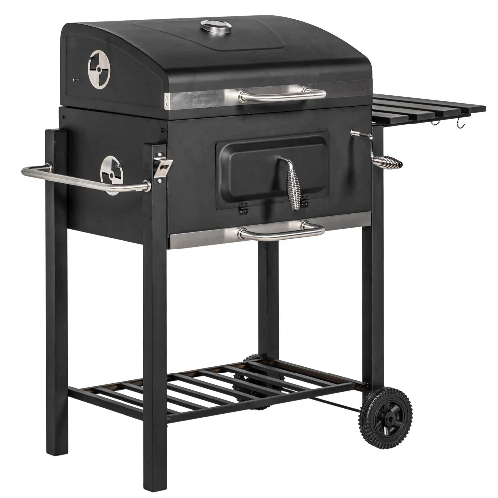 Charcoal BBQ Grill, for Camping or Backyard Picnic with Side Table, Wheels and Handle, Outdoor Portable Cooker
Charcoal BBQ Grill, for Camping or Backyard Picnic with Side Table, Wheels and Handle, Outdoor Portable Cooker