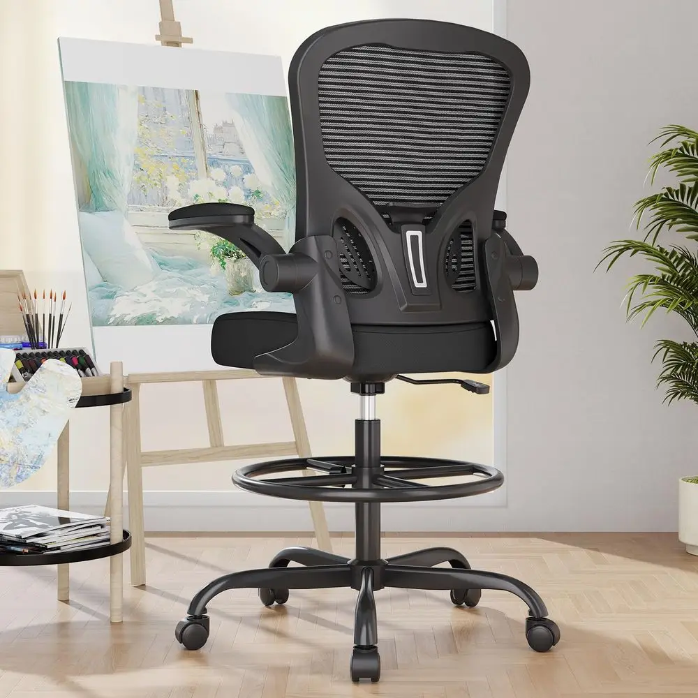 Drafting Chair, Tall Office Chair with Flipup Armrests, Breathable Mesh High Desk Chair with Lumbar Support Adjustable Footrest
Drafting Chair, Tall Office Chair with Flipup Armrests, Breathable Mesh High Desk Chair with Lumbar Support Adjustable Footrest