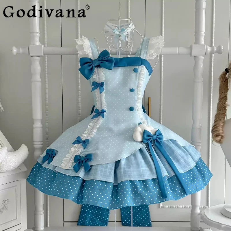 Birthday Party Blue Lolita Dress Set Jsk Summer New Clothing Japanese Girls Women's Sweet Cute Lo Suspender Dress Princess Dress
Birthday Party Blue Lolita Dress Set Jsk Summer New Clothing Japanese Girls Women's Sweet Cute Lo Suspender Dress Princess Dress