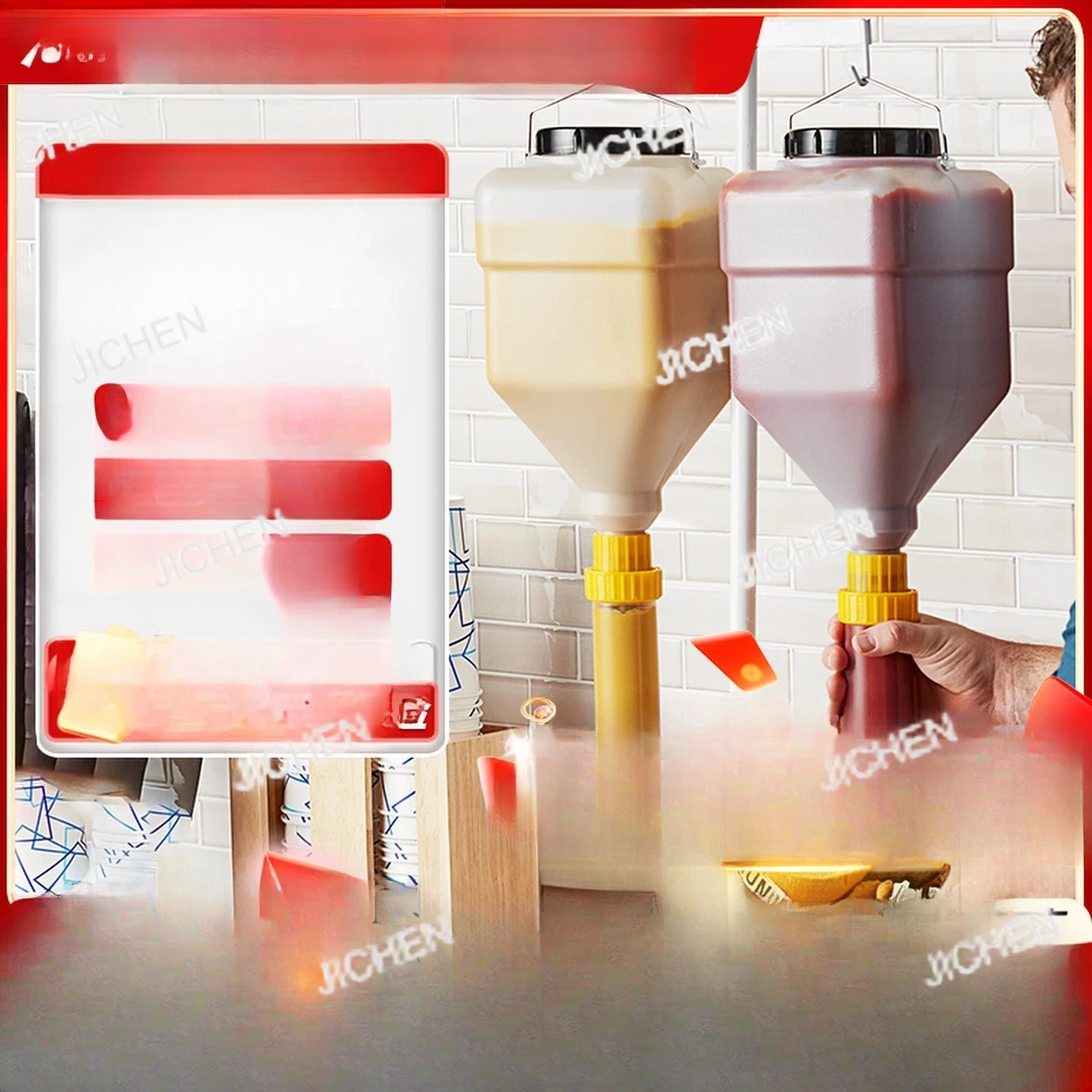 XH Hanging Sauce Squeeze Bottle Vertical Sauce Bucket Large Capacity Food Grade Tomato Salad Dressing
XH Hanging Sauce Squeeze Bottle Vertical Sauce Bucket Large Capacity Food Grade Tomato Salad Dressing