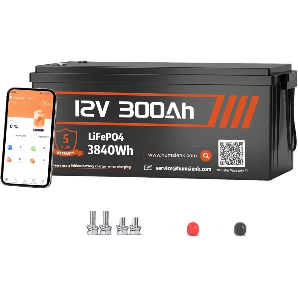 12V 300Ah LiFePO4 Lithium Battery with Bluetooth APP Monitoring, Max. 3840Wh, 15000+ Deep Cycles, 100A BMS, Low-Temp Cutoff
12V 300Ah LiFePO4 Lithium Battery with Bluetooth APP Monitoring, Max. 3840Wh, 15000+ Deep Cycles, 100A BMS, Low-Temp Cutoff