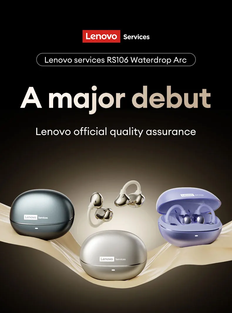 S9085b08834bd463eb10fc2ac78fa779fX Lenovo RS106 OWS Ear Clip Bluetooth 6.0 Earphones Stereo Sound Sports Music Wireless Headphones Low Latency HD Call Earbuds New