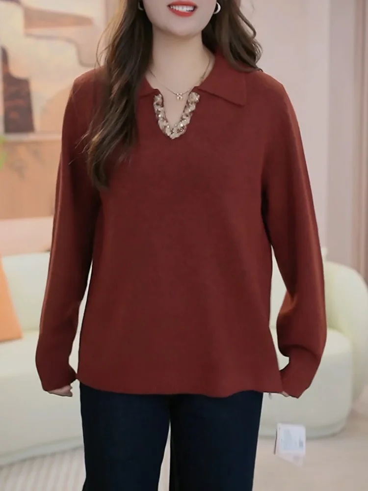 Новый осенний свитер с V-образным вырезом и пайетками для зрелых женщин, 2025 год, большие размеры, универсальный, стройнящий топ в корейском стиле
Новый осенний свитер с V-образным вырезом и пайетками для зрелых женщин, 2025 год, большие размеры, универсальный, стройнящий топ в корейском стиле