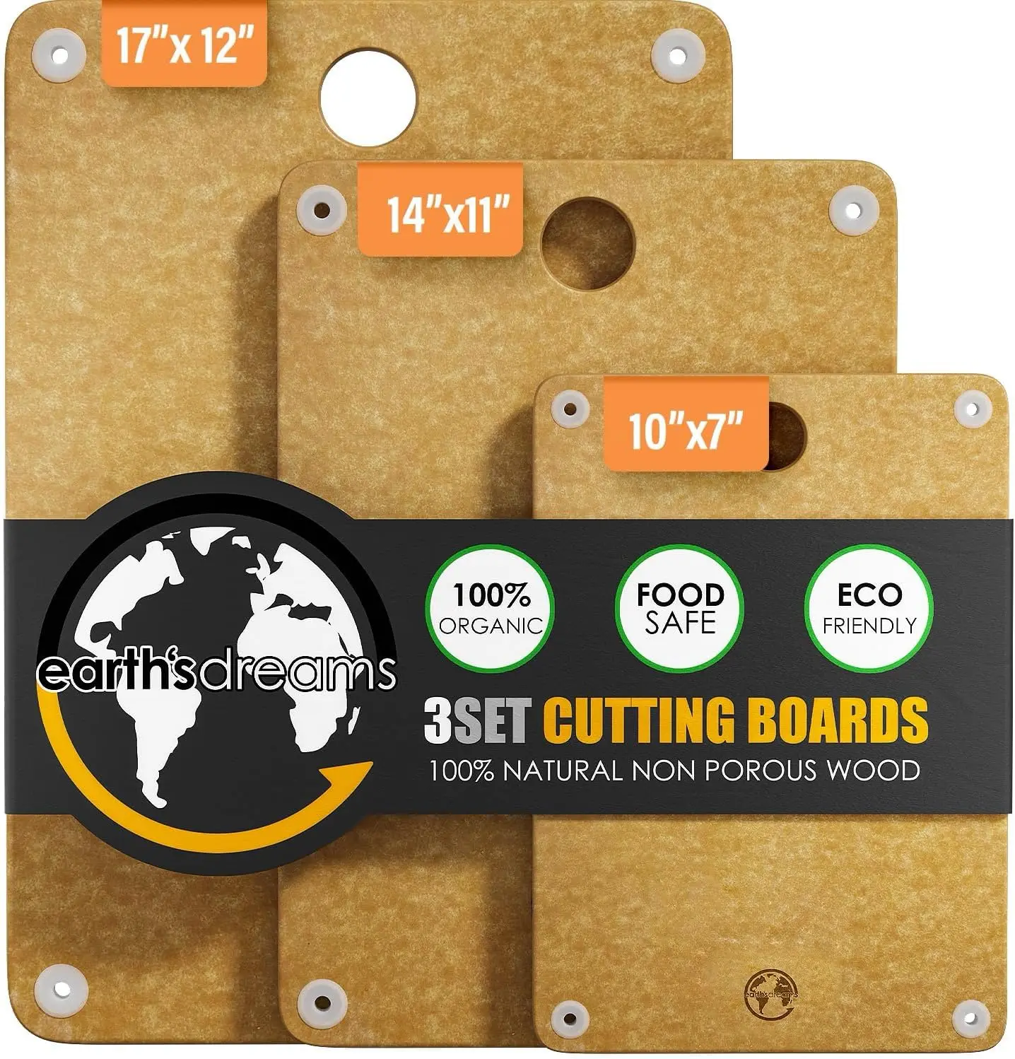 3-Piece Wood Cutting Board Set: Small, Large & Extra Large - Charcuterie, Non-Toxic, Heavy-Duty, Dishwasher Safe (Tan)
3-Piece Wood Cutting Board Set: Small, Large & Extra Large - Charcuterie, Non-Toxic, Heavy-Duty, Dishwasher Safe (Tan)