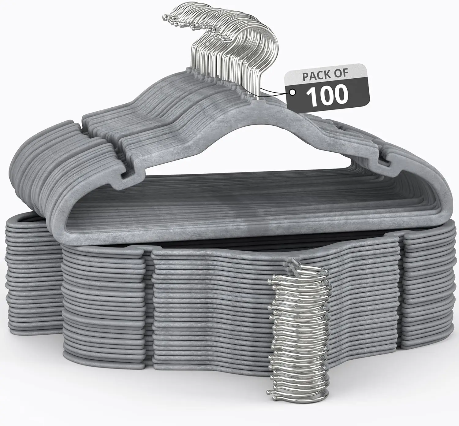 100 Grey Velvet Hangers: Shirts, pants, dresses. Slim, space-saving. Sturdy, with shoulder grooves. Standard coat design.
100 Grey Velvet Hangers: Shirts, pants, dresses. Slim, space-saving. Sturdy, with shoulder grooves. Standard coat design.